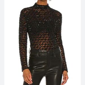 Retrofete Black Mika Sequin Lace top